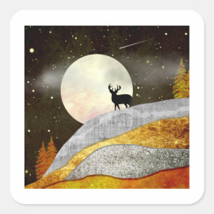 Sticker Carré Paysage de Deer Moon