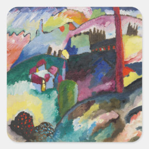 Sticker Carré Paysage de Wassily Kandinsky avec cheminée d'usine