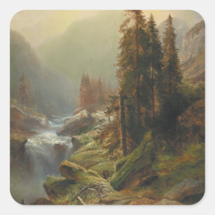 Sticker Carré Paysage des grandes montagnes - Albert Zimmermann