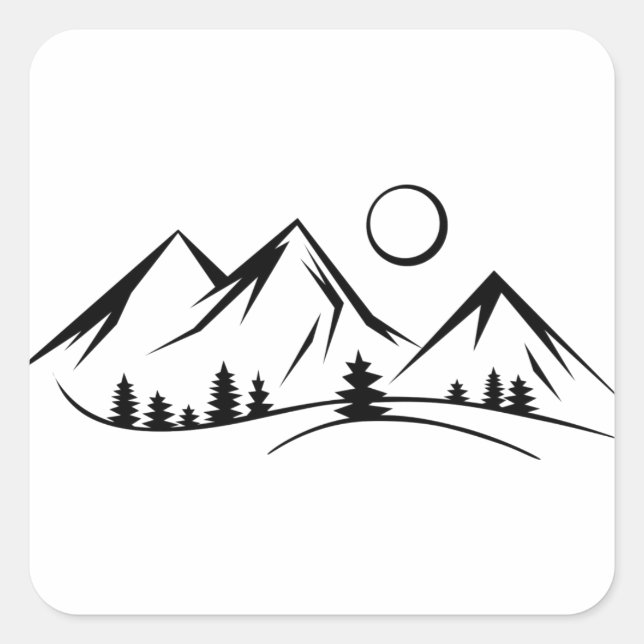 Sticker Carré Paysage des montagnes (Devant)