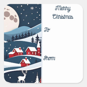 Sticker Carré Paysage des neiges bleues et rouges de la Marine N