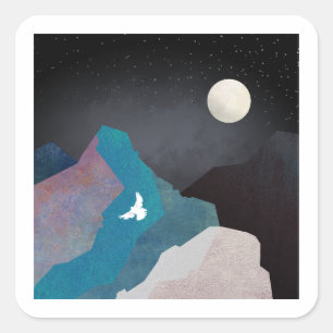 Sticker Carré Paysage d'oiseau de montagne