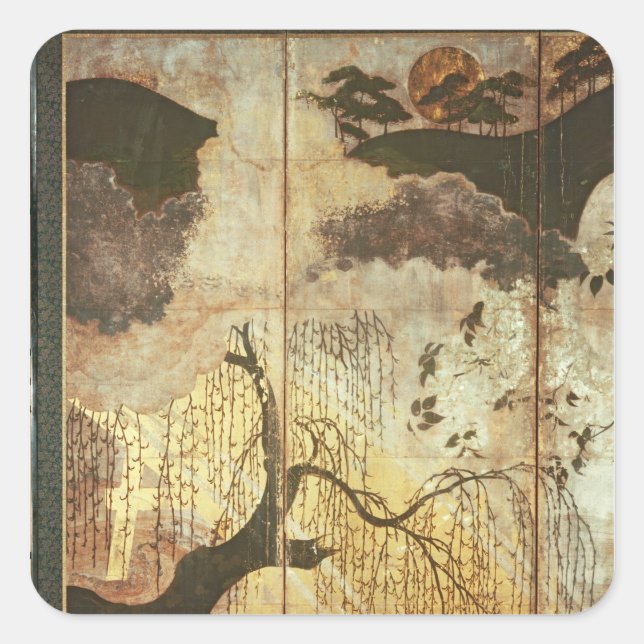 Sticker Carré Paysage ensoleillé (Devant)