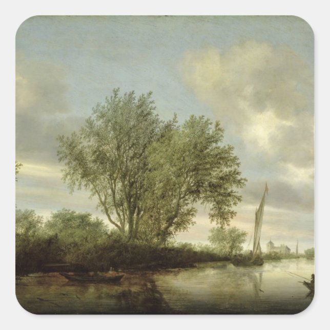Sticker Carré Paysage fluvial, 1645 (Devant)