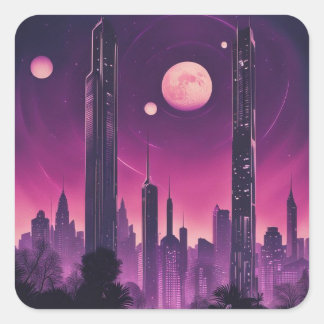 Sticker Carré Paysage galactique