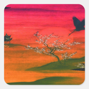 STICKER CARRÉ PAYSAGE JAPONAIS