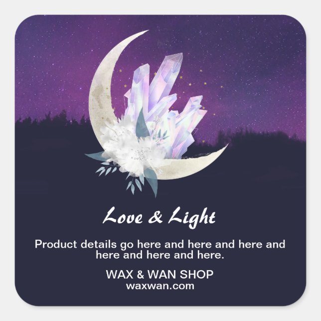 Sticker Carré *~* Paysage lunaire AP24 Intentions Cristaux Flora (Devant)