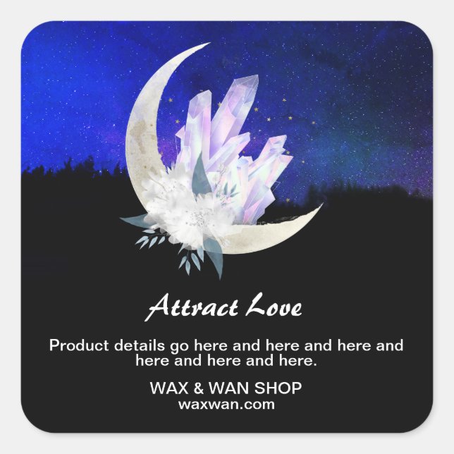 Sticker Carré *~* Paysage lunaire Floral AP24 Intentions Cristau (Devant)
