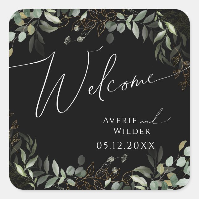 Sticker Carré Paysage lunaire Mariage noir et or Accueil (Devant)