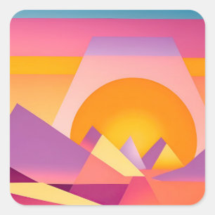 STICKER CARRÉ PAYSAGE NEO GEO SUNSET