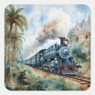 Sticker Carré Paysage panoramique avec un train victorien