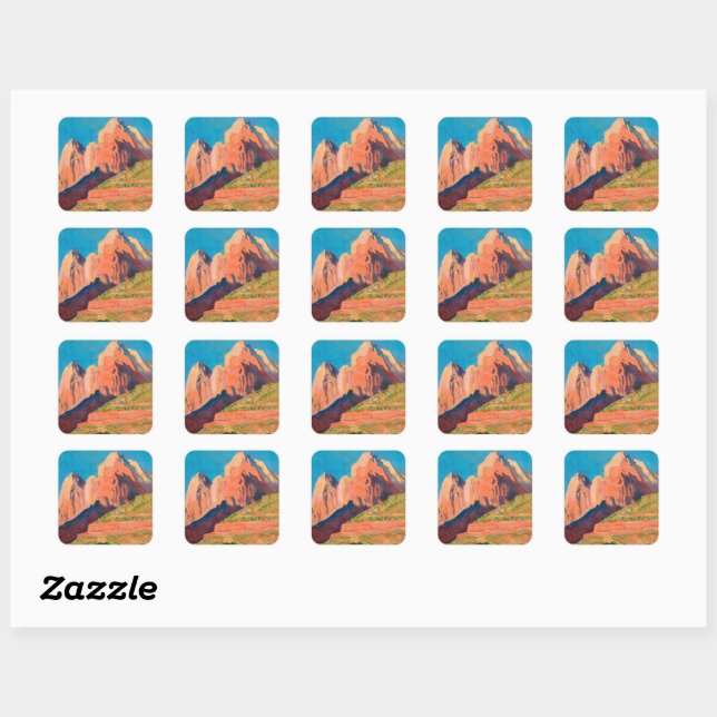 Sticker Carré Paysage, Parc national de Sion par Maynard Dixon (Feuille)