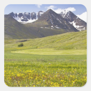 Sticker Carré Paysage Pittoresque de la vallée de Svarfadardalu