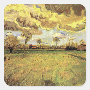 Sticker Carré Paysage sous un ciel orageux par Vincent van Gogh