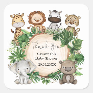 Sticker Carré Paysage tropical Safari Jungle Baby Animals Favori