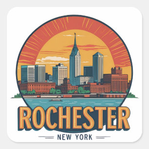 Sticker Carré Paysage urbain de Rochester, État de New York, Éta