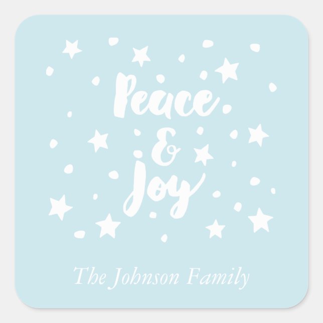 Sticker Carré Peace and Joy Stars and Snowflakes Noël (Devant)