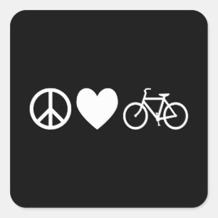 Sticker Carré Peace Love and Bicycles