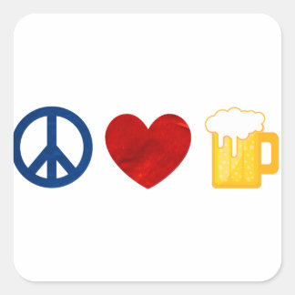 Sticker Carré Peace Love Beer