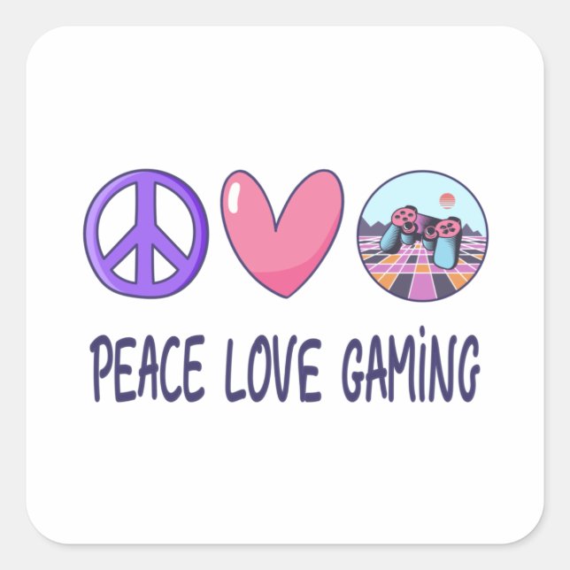 Sticker Carré Peace Love Gaming (Devant)