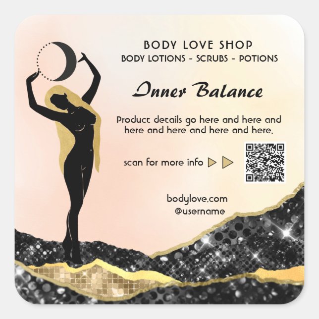 Sticker Carré *~* Peach Goddess Ombre Intention Spell AP24 Squ (Devant)