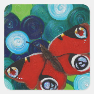 Sticker Carré Peacock Papillon peint