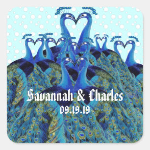 Sticker Carré Peacocks vintages Embrasser les cadeaux de mariage