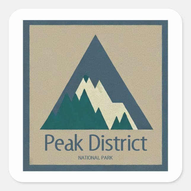 Sticker Carré Peak District National Park Rustic (Devant)