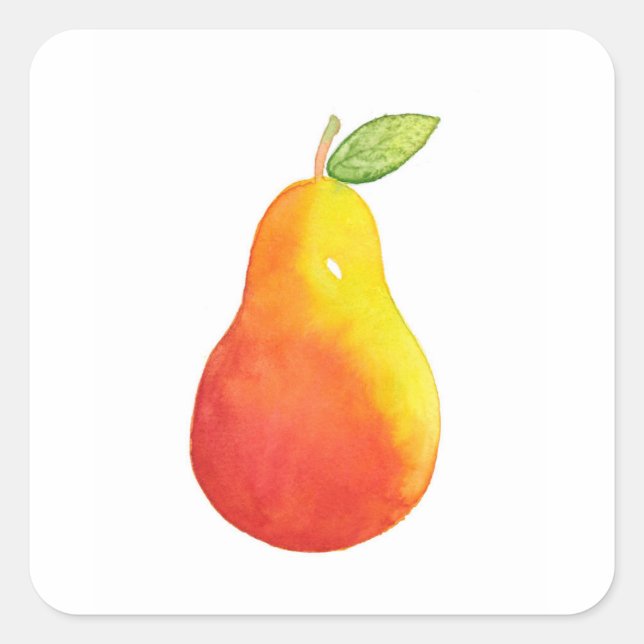 Sticker Carré Pear aquarelle (Devant)