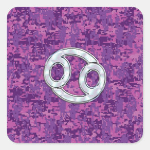 Sticker Carré Pearle comme cancer Zodiac Connexion Camo numériqu