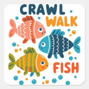 Sticker Carré Pêche à pied   Pêcher les jalons aquatiques