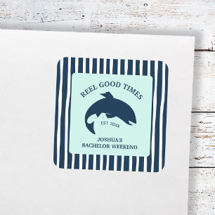 Sticker Carré Pêche Bachelor Party Reel bons moments