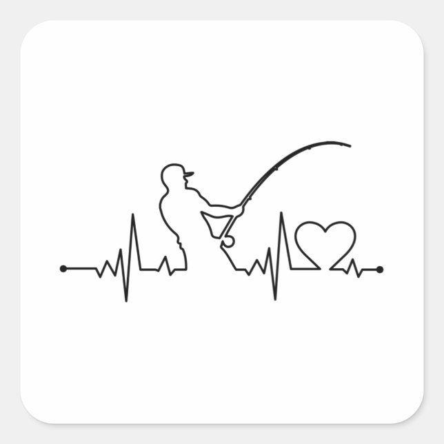 Sticker Carré Pêche battement de coeur Pêche Pêche Pêche papa (Devant)