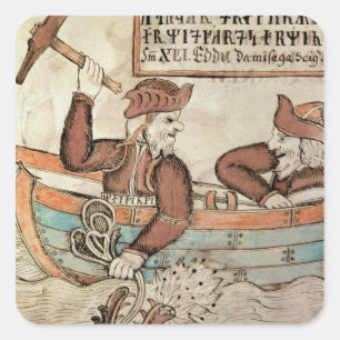 Sticker Carré Pêche de Thor pour le serpent de Midgard