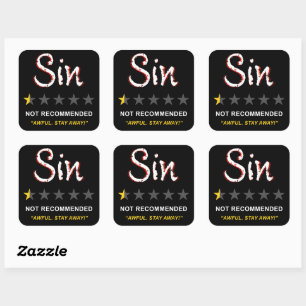 Sticker Carré Péché - Non Recommandé : Foi Chrétienne Evangile