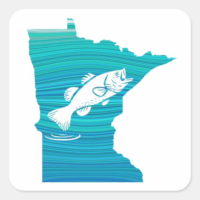 Sticker Carré Pêche par vagues du Minnesota (Devant)