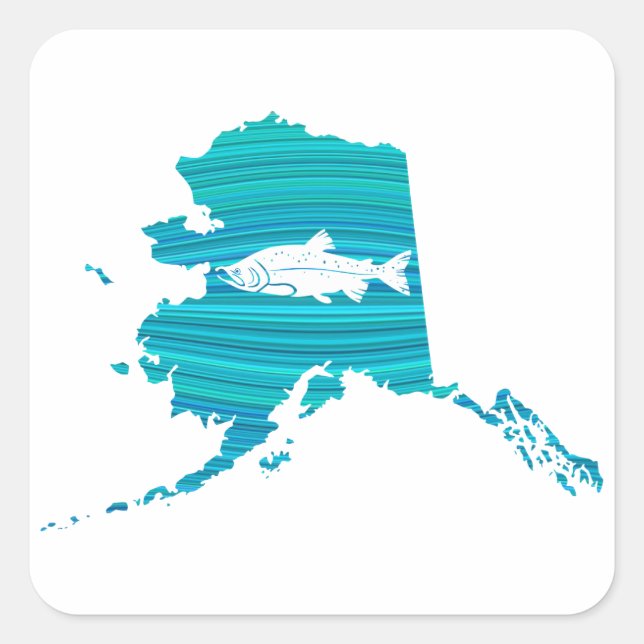 Sticker Carré Pêche Saumon de la vague de l'Alaska (Devant)