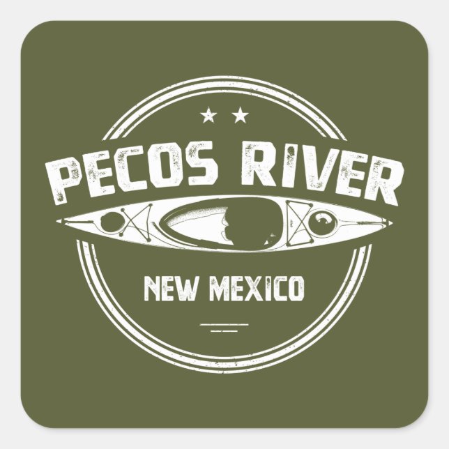 Sticker Carré Pecos River Nouveau Mexique Kayak (Devant)
