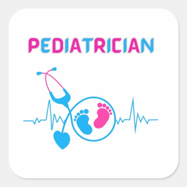 Sticker Carré pédiatre, pédiatre, médecin pédiatre, pédiatre, (Devant)