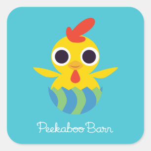 Sticker Carré Peekaboo Grange Pâques Bandit le poussin