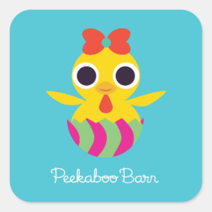 Sticker Carré Peekaboo Grange Pâques   Bayla les poussins