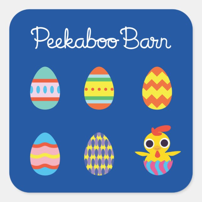 Sticker Carré Peekaboo Grange Pâques | OEufs de Pâques (Devant)