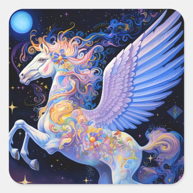Sticker Carré Pegasus Imaginaire Art (Devant)