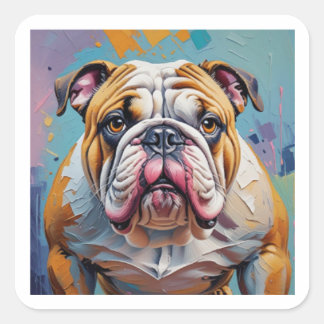 Sticker Carré Pegatina Bulldog