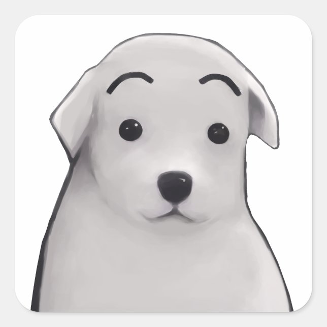 Sticker Carré Pegatina de perrito sorprendido  (Devant)