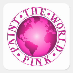 Sticker Carré PEINDRE LE MONDE ROSE Terre Diversité Célébration