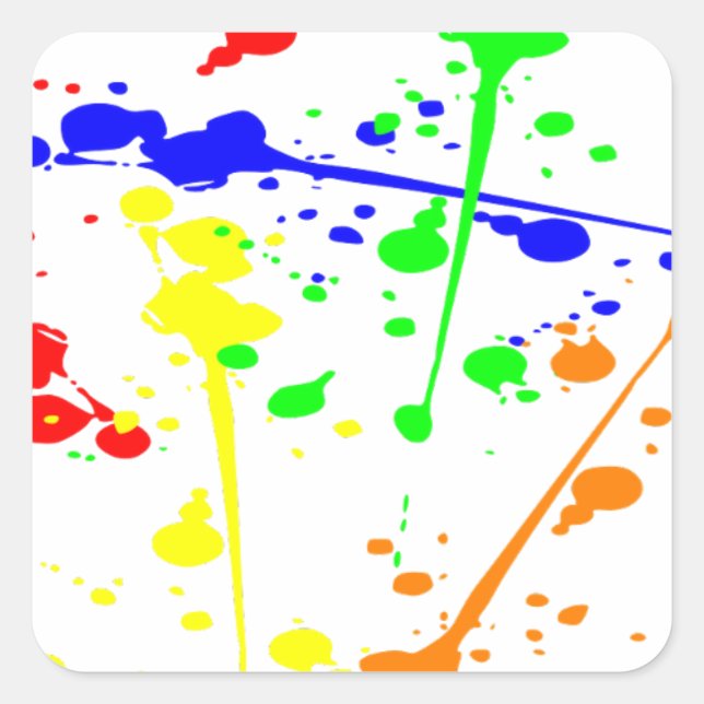 Sticker Carré Peindre splash art abstrait coloré (Devant)