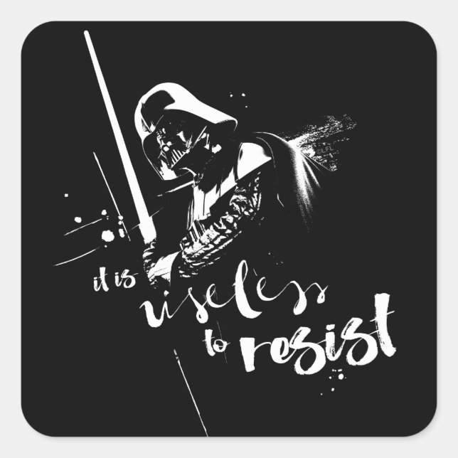 Sticker Carré Peint Darth Vader : Il Est Inutile De Résister (Devant)
