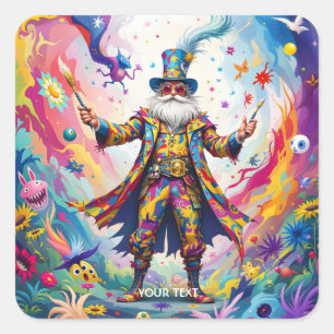 Sticker Carré Peintre Abstrait Vibrant Fantastique Mignon