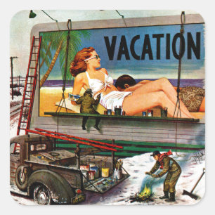 Sticker Carré Peintres en tableau en hiver par Stevan Dohanos